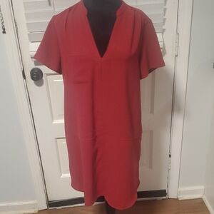 Lush Burgundy V-Neck Short Sleeve Dress